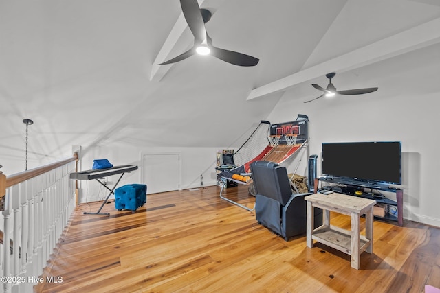4967 E NC-24 Hwy, Beulaville, NC 28518 - living area with a ceiling fan, vaulted ceiling, and wood finished floors