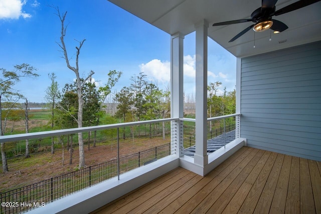 2593 Alvernia Dr, Castle Hayne, NC 28429 - wooden terrace featuring a ceiling fan
