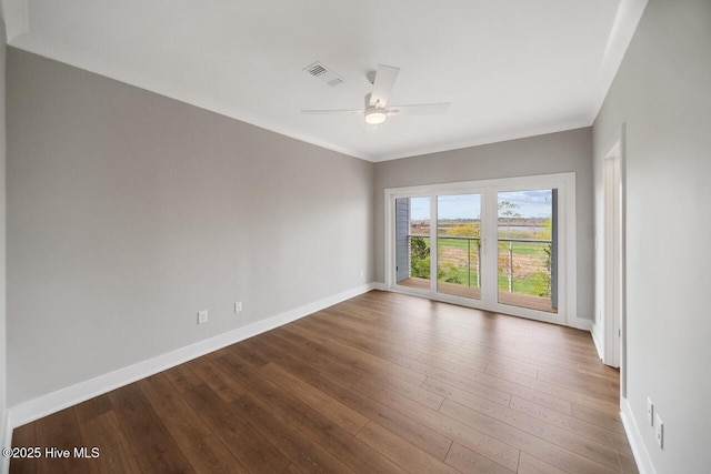 2593 Alvernia Dr, Castle Hayne, NC 28429 - unfurnished room featuring ceiling fan, baseboards, and dark wood-type flooring