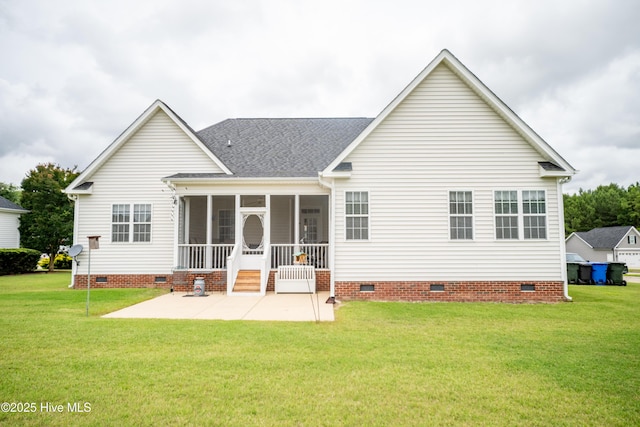 3804 Wyattwood Dr N, Wilson, NC 27896 - rear view of house featuring crawl space, a patio, a sunroom, and a yard