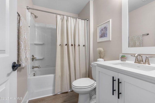 2968 Hatchers Run, Leland, NC 28451 - bathroom featuring vanity, wood finished floors, toilet, and shower / bath combo with shower curtain