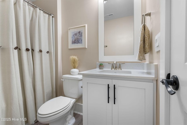 2968 Hatchers Run, Leland, NC 28451 - full bathroom featuring toilet, vanity, and curtained shower