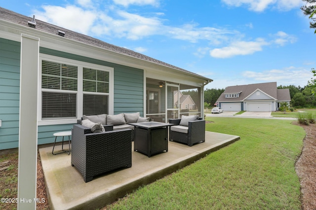 2968 Hatchers Run, Leland, NC 28451 - view of patio / terrace featuring an outdoor hangout area, a sunroom, and a ceiling fan