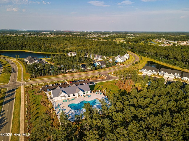 2968 Hatchers Run, Leland, NC 28451 - bird's eye view of a nearby body of water, a forest, and a pool