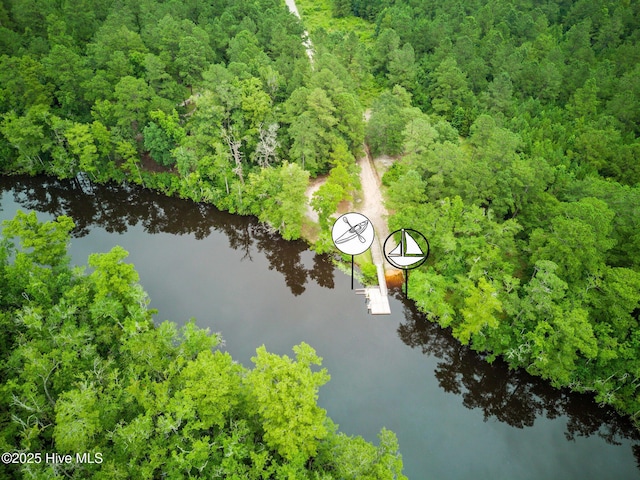 2968 Hatchers Run, Leland, NC 28451 - drone / aerial view of a heavily wooded area and a large body of water