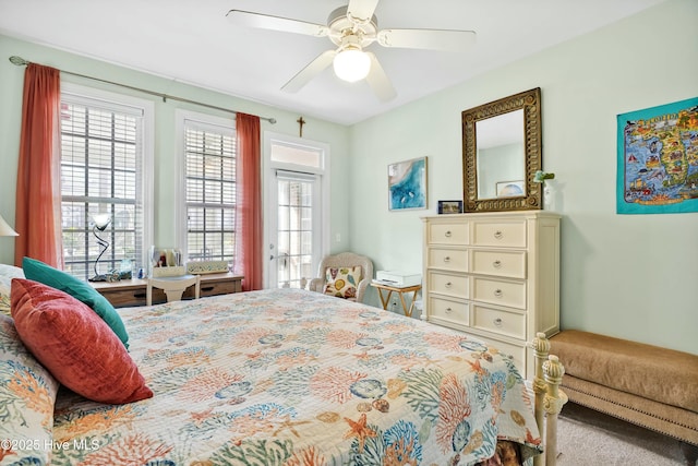 1335 Arbor Ridge Way, Leland, NC 28451 - bedroom featuring a ceiling fan, access to outside, and carpet floors