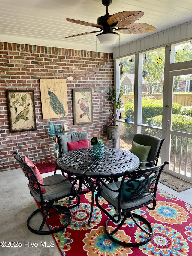 1335 Arbor Ridge Way, Leland, NC 28451 - sunroom with a ceiling fan, healthy amount of natural light, and outdoor dining area