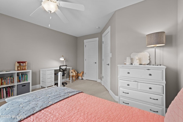 264 Bibey Rd, Carthage, NC 28327 - bedroom featuring carpet, baseboards, and ceiling fan