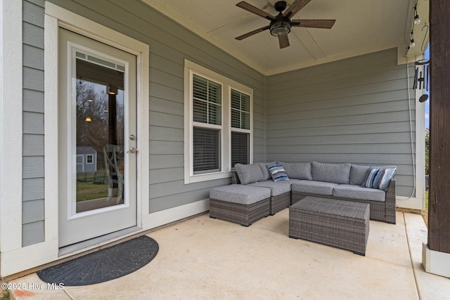 264 Bibey Rd, Carthage, NC 28327 - view of patio featuring a ceiling fan and outdoor lounge area