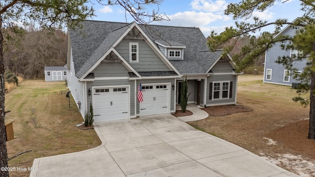264 Bibey Rd, Carthage, NC 28327 - view of front of home featuring concrete driveway, a shingled roof, and a front yard