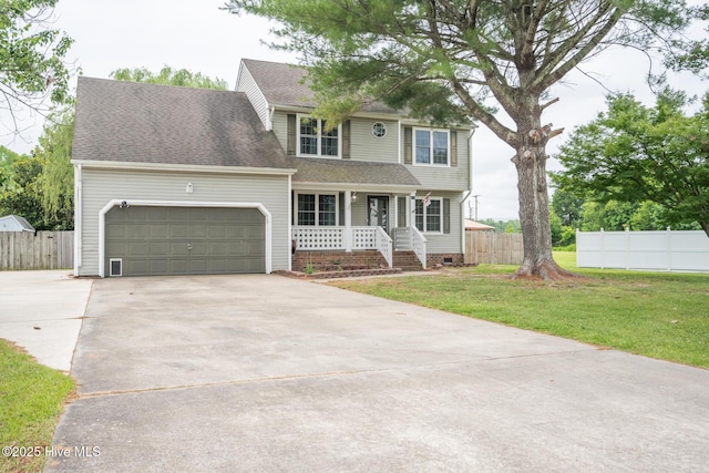 134 Kingsway Way, Moyock, NC 27958 - view of front of property with a porch, driveway, a garage, and a shingled roof