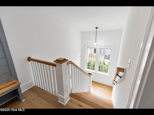 1012 Midnight Channel Rd, Wilmington, NC 28403 - stairs with wood-type flooring and baseboards
