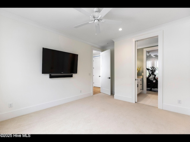 1012 Midnight Channel Rd, Wilmington, NC 28403 - unfurnished bedroom featuring light colored carpet, crown molding, baseboards, and recessed lighting