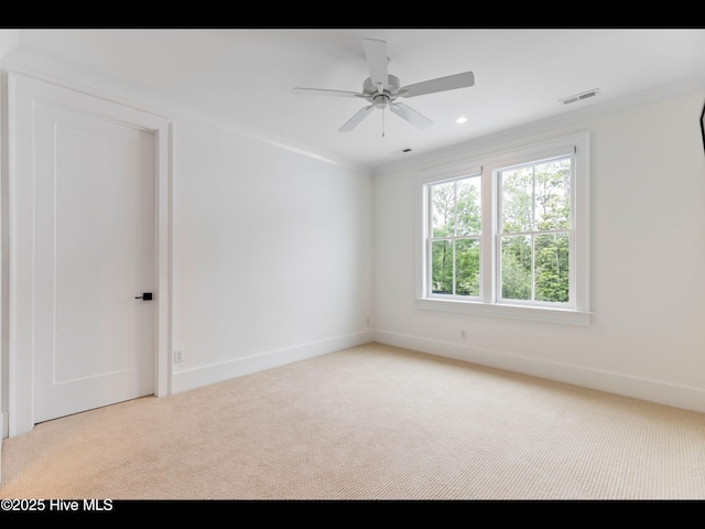 1012 Midnight Channel Rd, Wilmington, NC 28403 - unfurnished room with light carpet, ceiling fan, baseboards, and recessed lighting