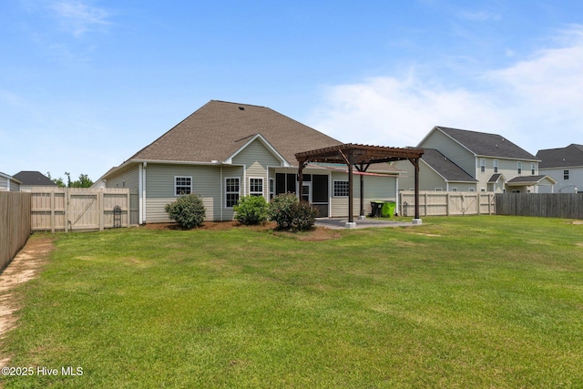 1006 Kingfish Way, New Bern, NC 28562 - rear view of property with a pergola, a patio area, a gate, and roof with shingles