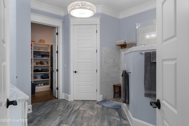 2570 Sugar Maple Ct, Southport, NC 28461 - laundry area with crown molding and wood finished floors