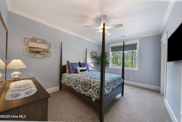 2570 Sugar Maple Ct, Southport, NC 28461 - carpeted bedroom featuring crown molding and a ceiling fan