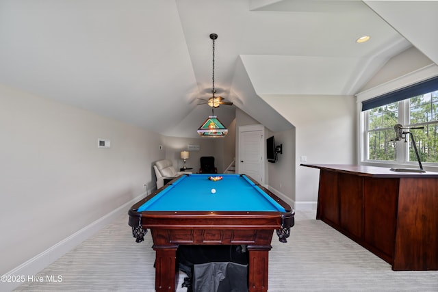 2570 Sugar Maple Ct, Southport, NC 28461 - recreation room with lofted ceiling and pool table