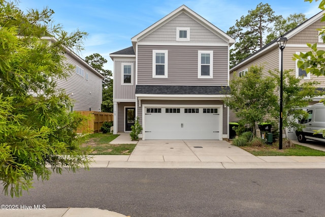 749 Cypress Village Pl, Wilmington, NC 28412 - traditional home with roof with shingles, a garage, and concrete driveway