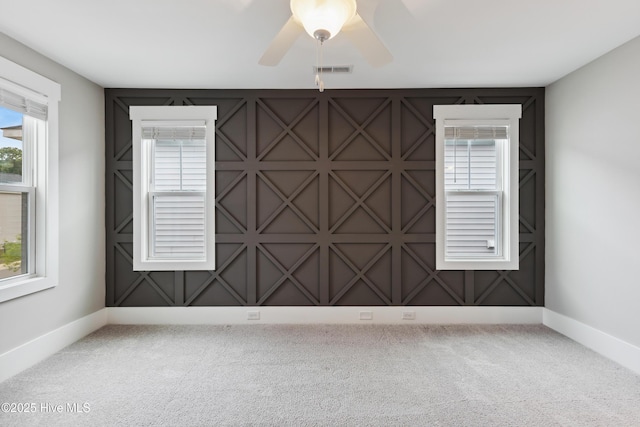 749 Cypress Village Pl, Wilmington, NC 28412 - unfurnished room featuring carpet, baseboards, and ceiling fan