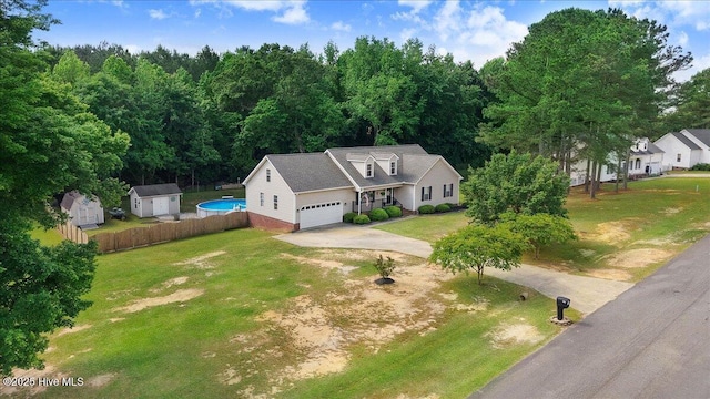 208 N Woodridge Dr, Pikeville, NC 27863 - view from above of property with a pool area
