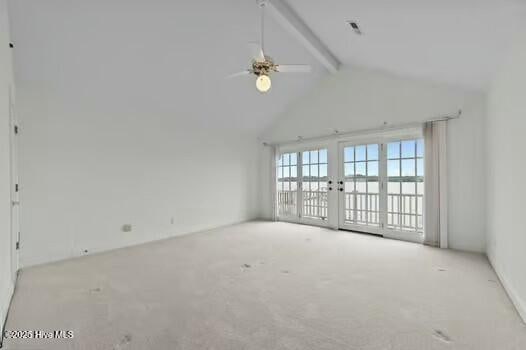 151 Pungo View Rd, Belhaven, NC 27810 - carpeted empty room with ceiling fan and a water view