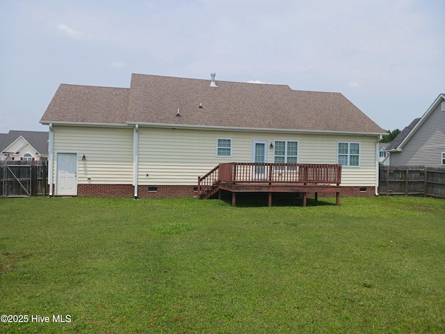 4404 Sunflower Ct NW, Wilson, NC 27896 - back of property featuring crawl space, a wooden deck, and roof with shingles