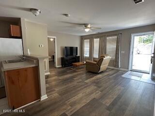 5610 Carolina Beach Rd Unit 6, Wilmington, NC 28412 - living area with a ceiling fan and wood finished floors