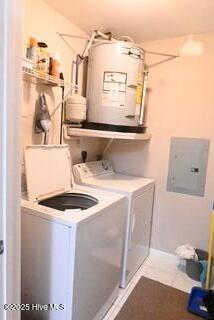 5610 Carolina Beach Rd Unit 6, Wilmington, NC 28412 - laundry area with washing machine and dryer, water heater, and electric panel