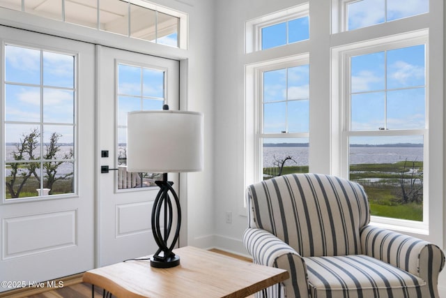 316 Bettie Path Rd, Beaufort, NC 28516 - sitting room featuring a water view and baseboards
