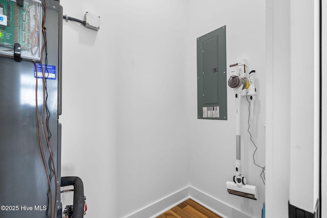 316 Bettie Path Rd, Beaufort, NC 28516 - detailed view of electric panel, baseboards, and wood finished floors