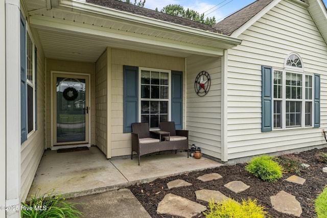 302 Fairmount Way, New Bern, NC 28562 - property entrance with a porch and roof with shingles