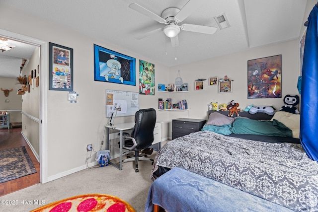 302 Fairmount Way, New Bern, NC 28562 - bedroom with carpet floors, ceiling fan, and a desk