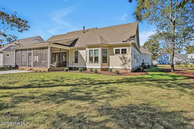 3810 River Park Way NE, Leland, NC 28451 - back of house with a sunroom, a lawn, and roof with shingles