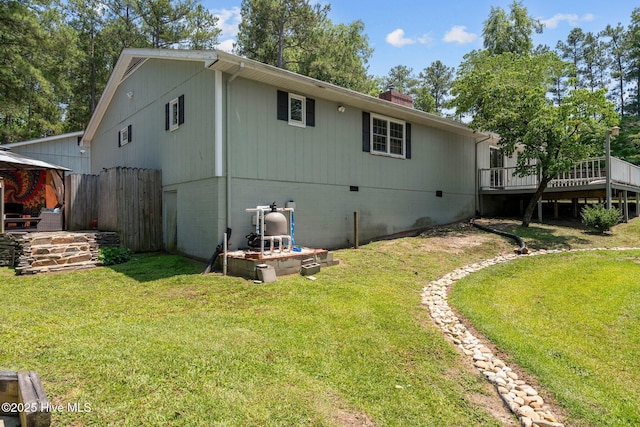 140 One Down St, Southern Pines, NC 28387 - back of house featuring a gazebo, a deck, a chimney, and crawl space