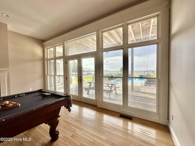 141 Baybreeze Dr, Shiloh, NC 27974 - game room with french doors, light wood-type flooring, and pool table