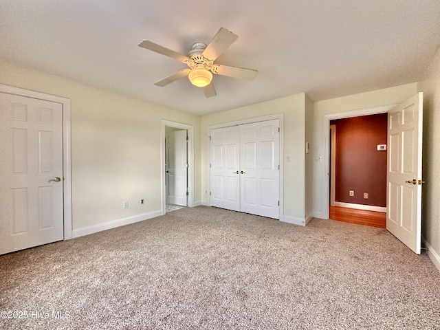 141 Baybreeze Dr, Shiloh, NC 27974 - unfurnished bedroom with carpet flooring, baseboards, a closet, and a ceiling fan
