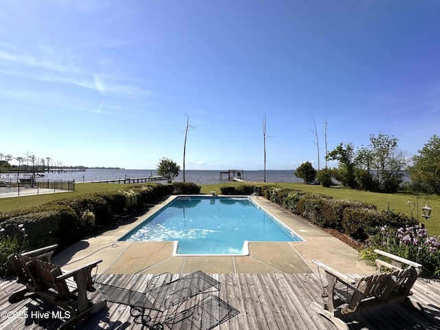 141 Baybreeze Dr, Shiloh, NC 27974 - swimming pool with a water view and a patio area