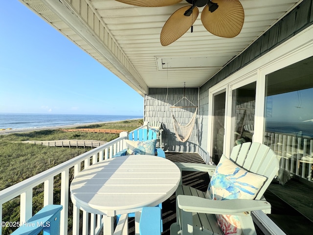702 Carolina Beach Ave N Unit 3A, Carolina Beach, NC 28428 - balcony with a water view and a ceiling fan