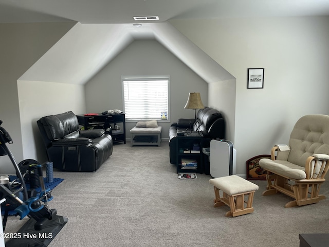 213 Woodsrun St, Raeford, NC 28376 - living room with carpet floors and vaulted ceiling