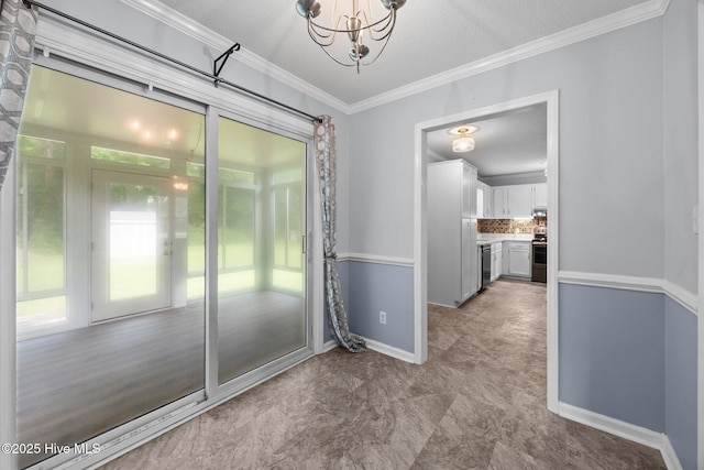 114 Maid Marian Ln, Washington, NC 27889 - unfurnished room with a chandelier, crown molding, and a textured ceiling