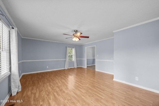 114 Maid Marian Ln, Washington, NC 27889 - empty room with ceiling fan, light wood-type flooring, and crown molding
