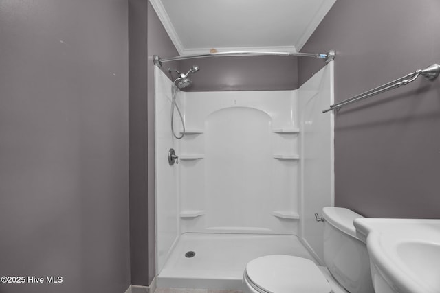 114 Maid Marian Ln, Washington, NC 27889 - bathroom featuring ornamental molding and a shower