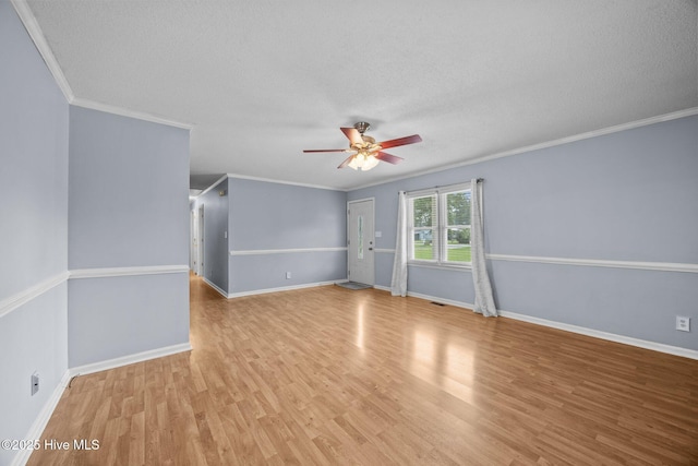 114 Maid Marian Ln, Washington, NC 27889 - unfurnished room with a ceiling fan, crown molding, light wood-style floors, and a textured ceiling