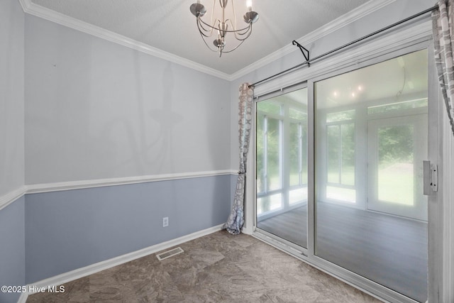114 Maid Marian Ln, Washington, NC 27889 - unfurnished room featuring a chandelier and crown molding
