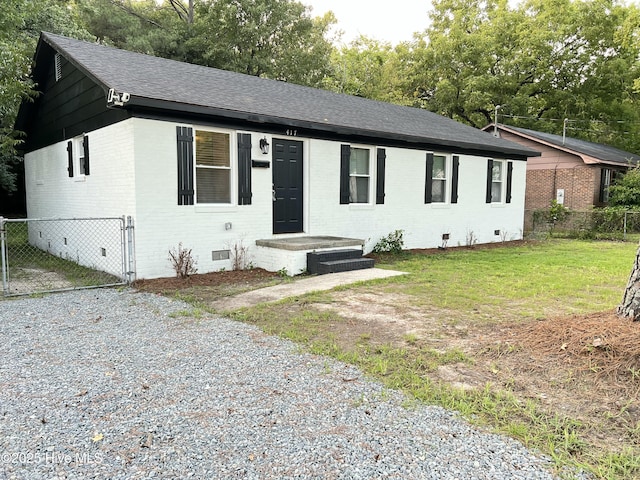 417 S Herman St, Goldsboro, NC 27530 - ranch-style house featuring crawl space, brick siding, and roof with shingles