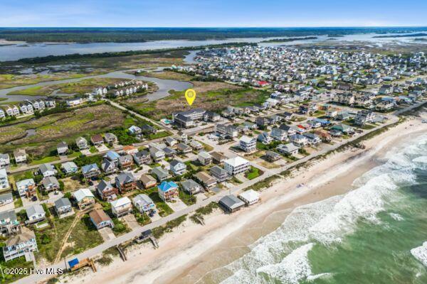 1505 N New River Dr Unit 210, Surf City, NC 28445 - aerial overview of property's location with extended coastline and nearby suburban area