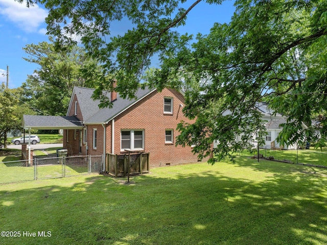 1208 N Bonner St, Washington, NC 27889 - rear view of property with a gate, brick siding, a chimney, and a shingled roof