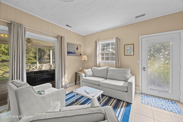 215C Battleground Ave, New Bern, NC 28560 - living room with light tile patterned floors and ornamental molding