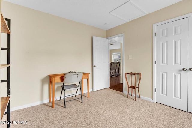 136 Van Riggs Rd, Hubert, NC 28539 - carpeted office featuring attic access and baseboards